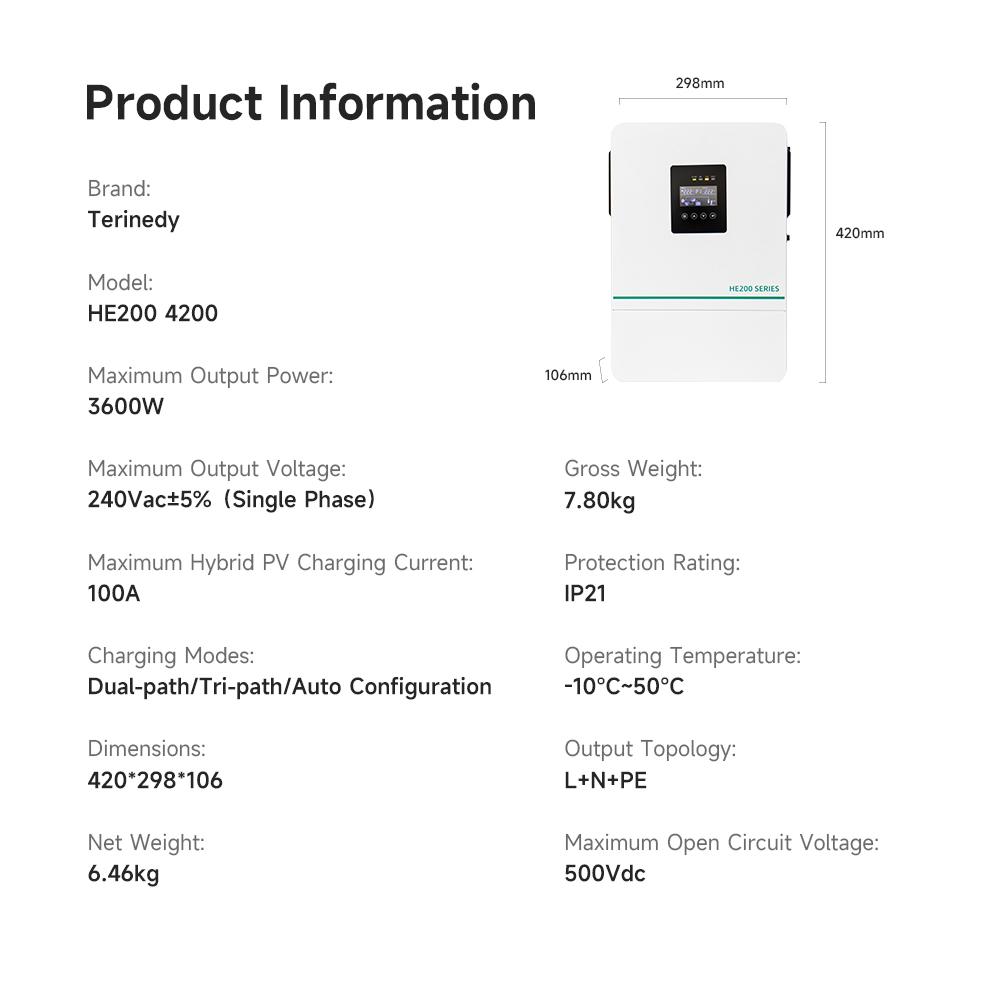 Inversor Solar Híbrido de 3.6k - Hybrid Solar Inverter 5.5Kw Mppt 48V reseña y precio